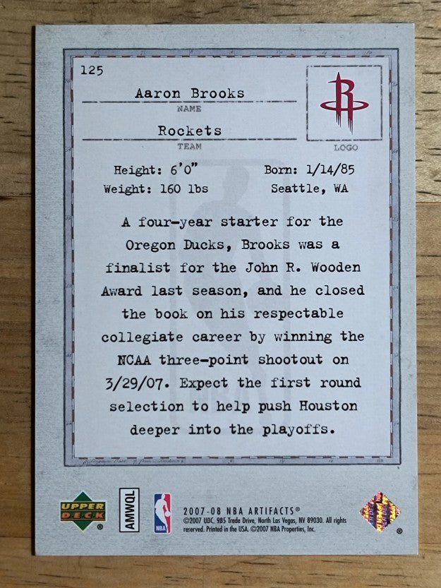 2007-08 Artifacts #125 Aaron Brooks RC