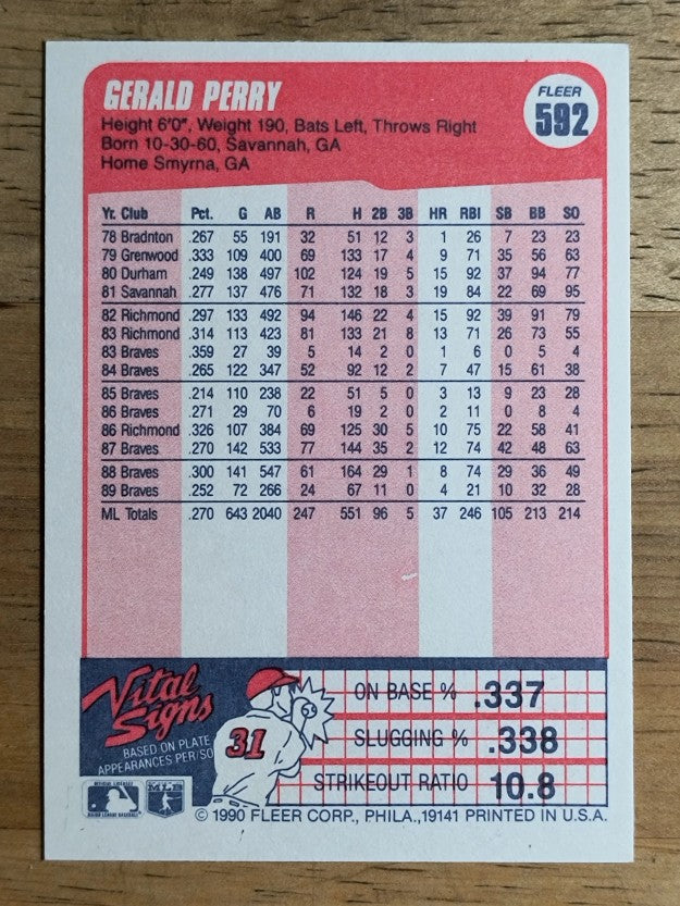 1990 Fleer #592 Gerald Perry