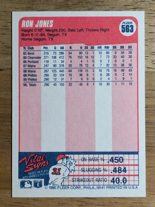 1990 Fleer #563 Ron Jones