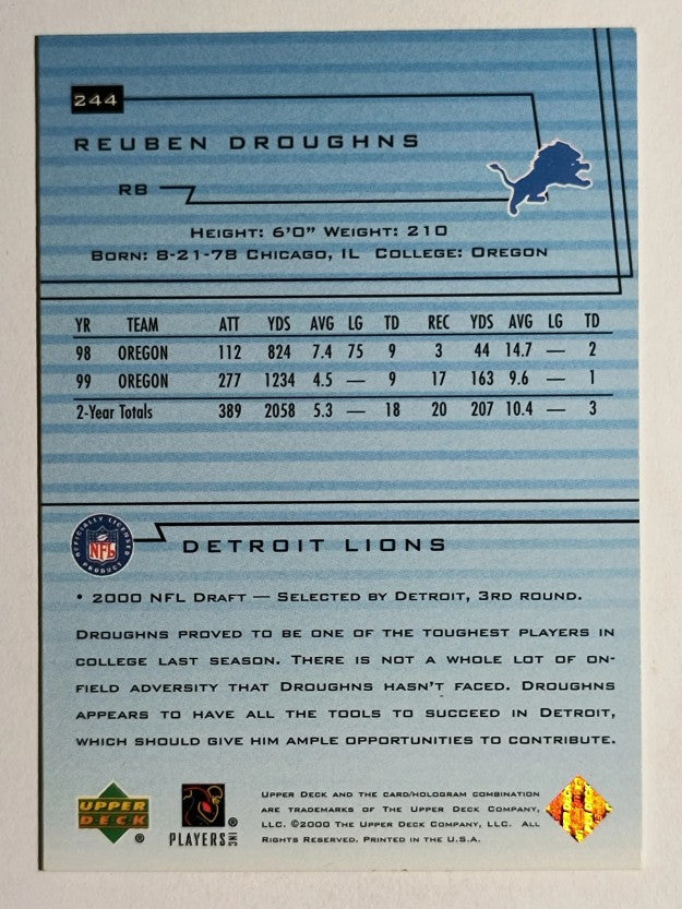 2000 Upper Deck #244 Reuben Droughns RC