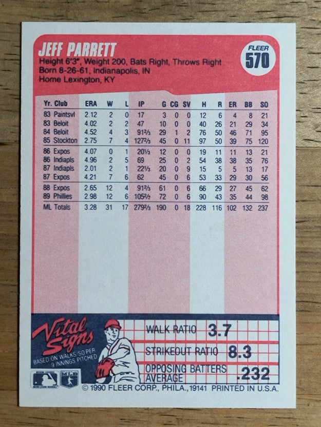1990 Fleer #570 Jeff Parrett