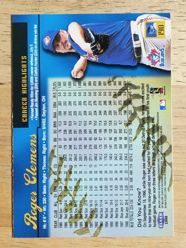 1999 Ultra #190 Roger Clemens