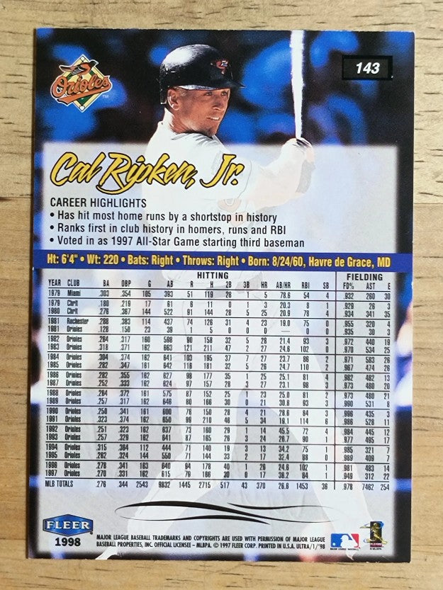 1998 Ultra #143 Cal Ripken (NM)