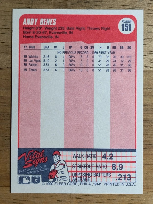 1990 Fleer #151 Andy Benes