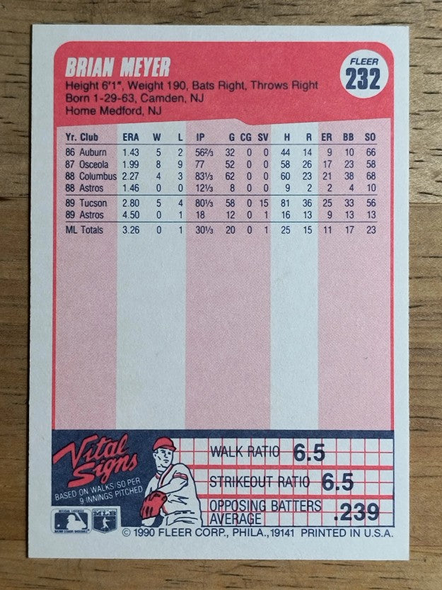 1990 Fleer #232 Brian Meyer