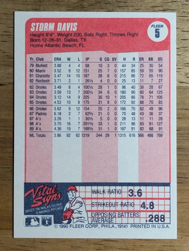 1990 Fleer #5 Storm Davis