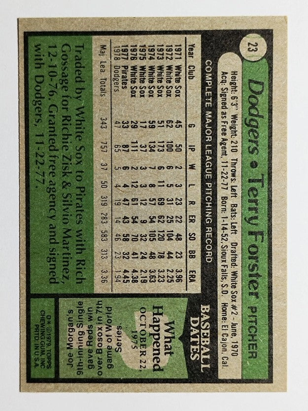 1979 Topps #23 Terry Forster (EXMT)