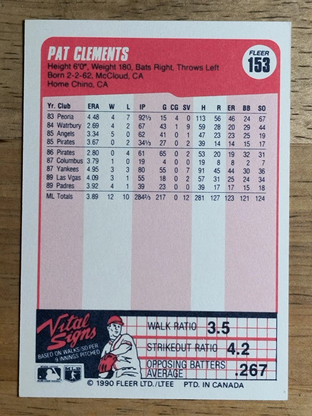 1990 Fleer Canadian #153 Pat Clements