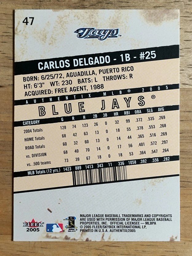 2005 Fleer Authentix #47 Carlos Delgado