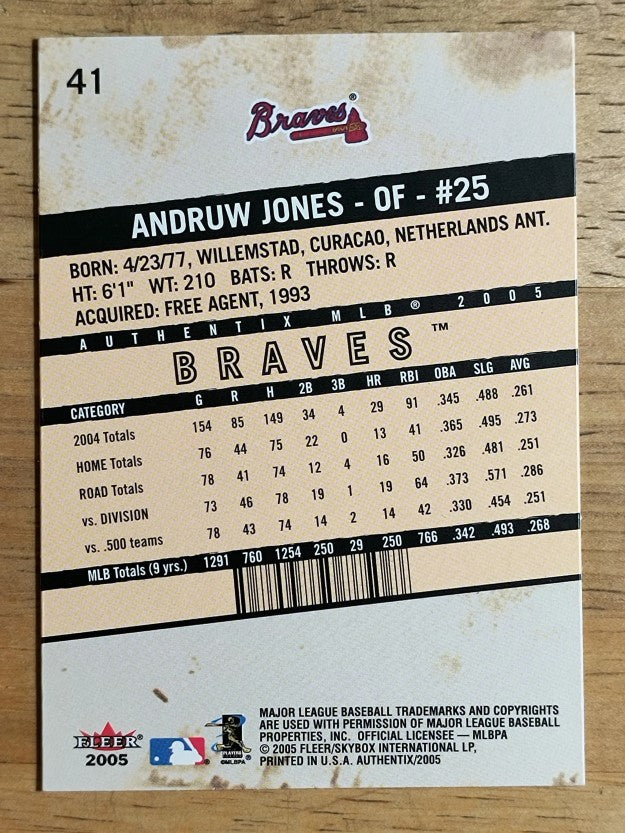 2005 Fleer Authentix #41 Andruw Jones