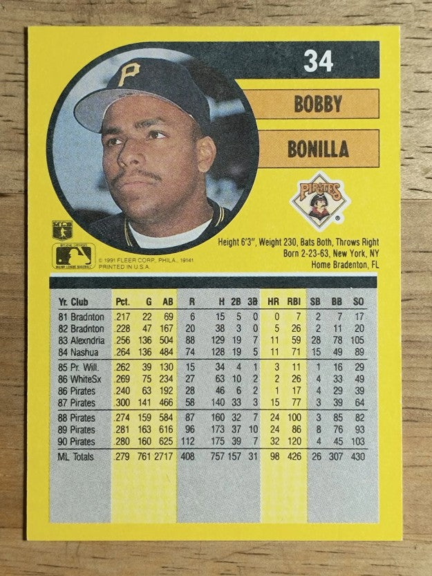 1991 Fleer #34 Bobby Bonilla