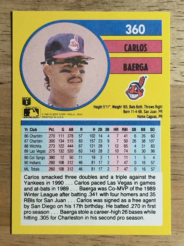 1991 Fleer #360 Carlos Baerga