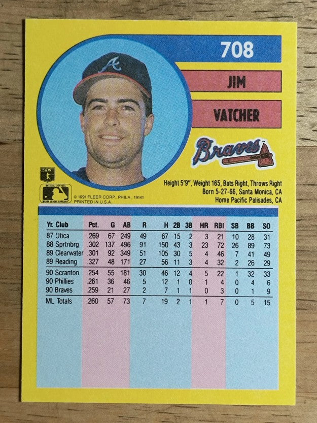 1991 Fleer #708 Jim Vatcher RC