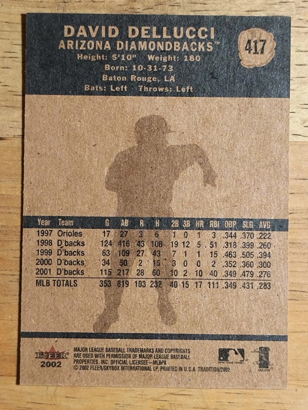 2002 Fleer Tradition #417 David Dellucci