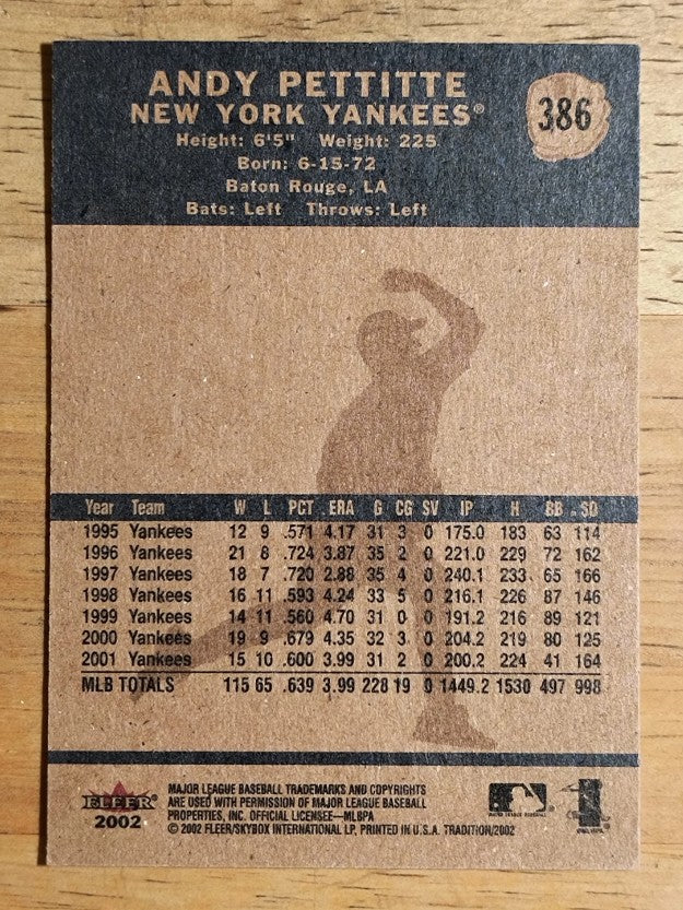 2002 Fleer Tradition #386 Andy Pettitte