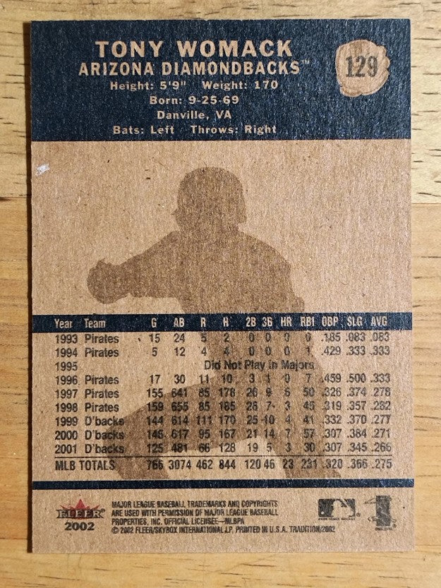 2002 Fleer Tradition #129 Tony Womack