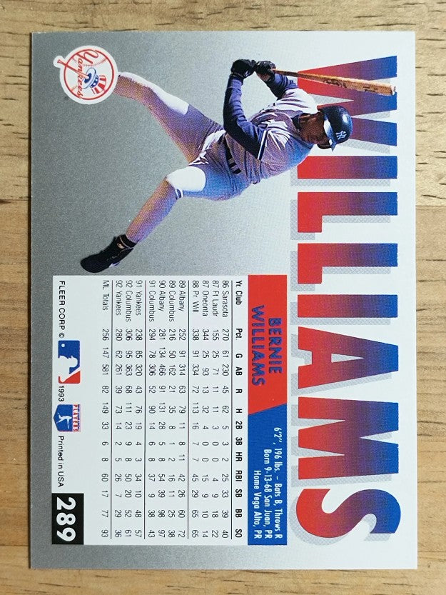 1993 Fleer #289 Bernie Williams