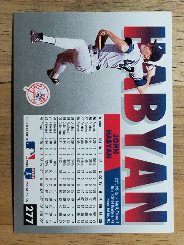 1993 Fleer #277 John Habyan