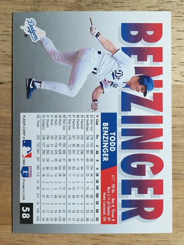 1993 Fleer #58 Todd Benzinger