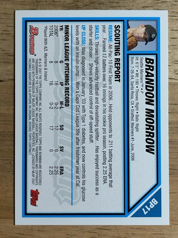 2007 Bowman Prospects #BP17 Brandon Morrow