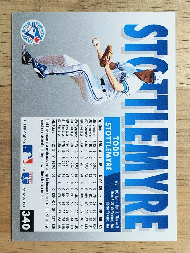 1993 Fleer #340 Todd Stottlemyre