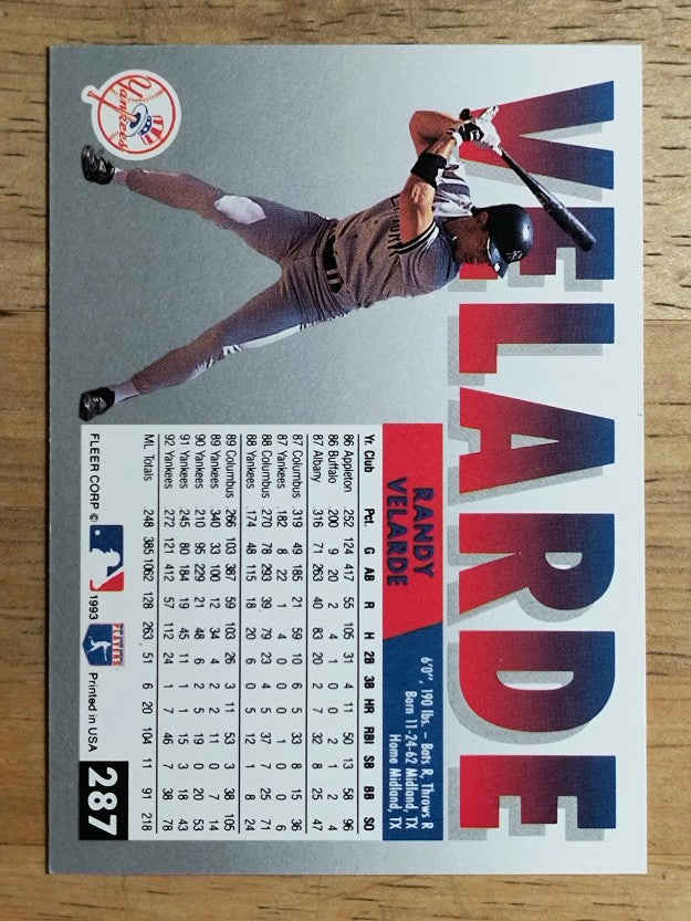 1993 Fleer #287 Randy Velarde