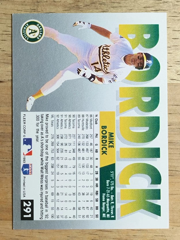 1993 Fleer #291 Mike Bordick