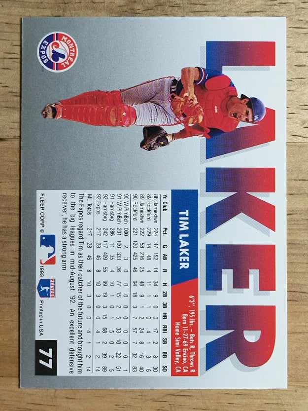 1993 Fleer #77 Tim Laker RC