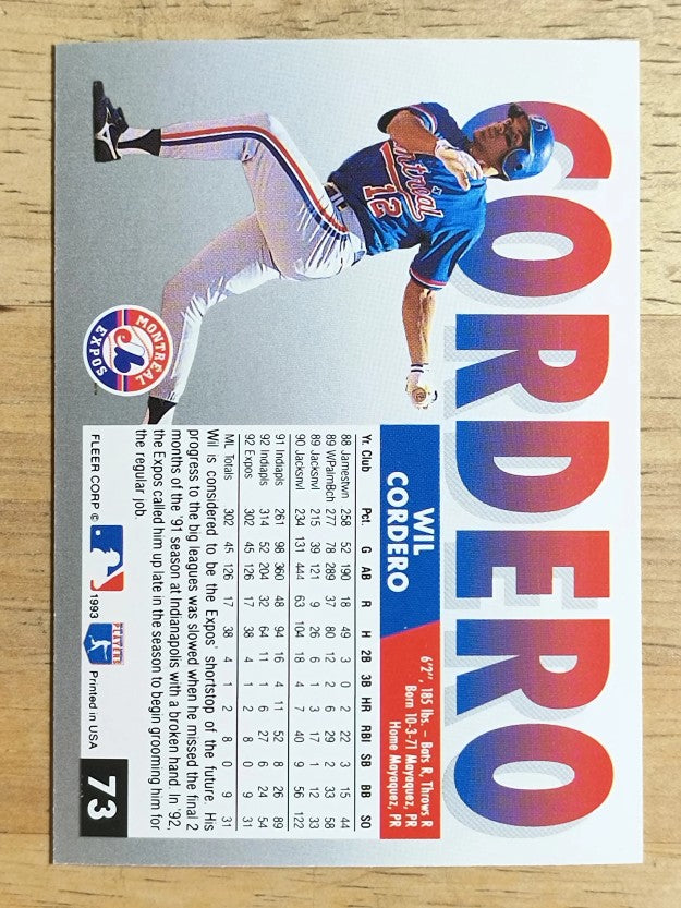 1993 Fleer #73 Wil Cordero