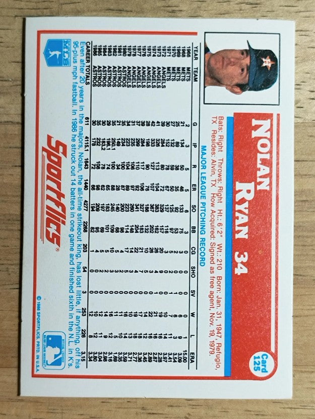 1987 Sportflics #125 Nolan Ryan