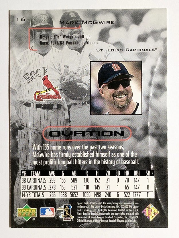 2000 Upper Deck Ovation #16 Mark McGwire