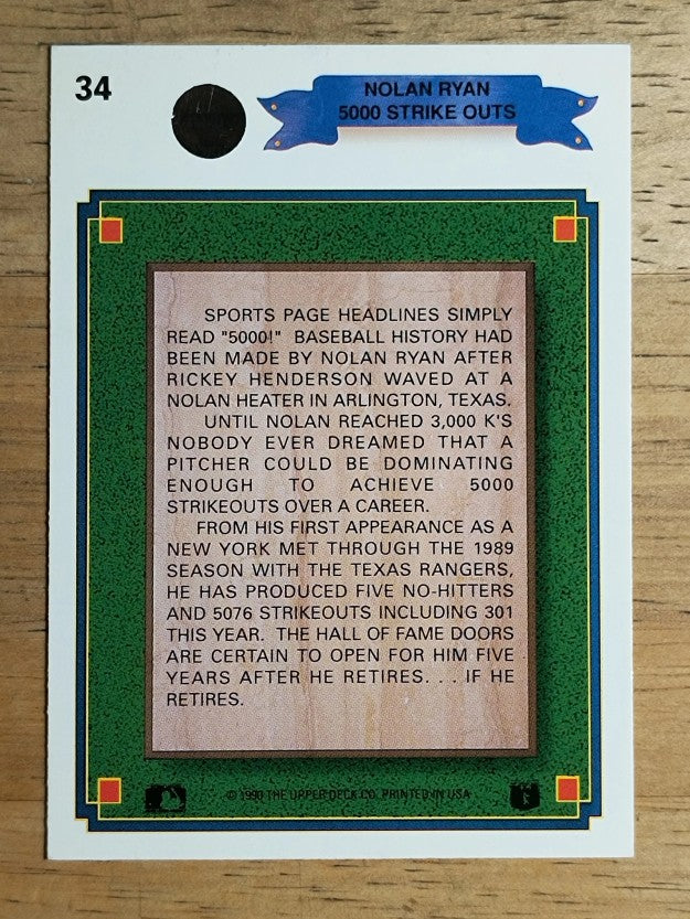 1990 Upper Deck #34 Nolan Ryan Special