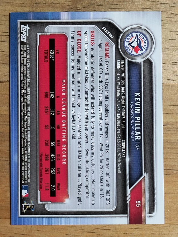 2019 Bowman #95 Kevin Pillar