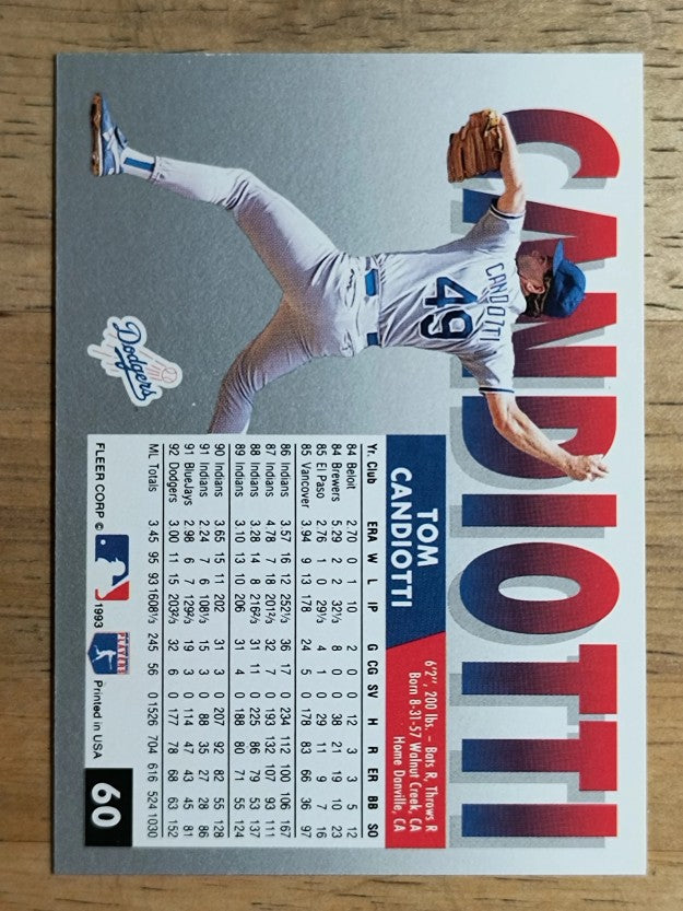 1993 Fleer #60 Tom Candiotti