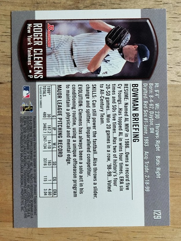 2000 Bowman #129 Roger Clemens