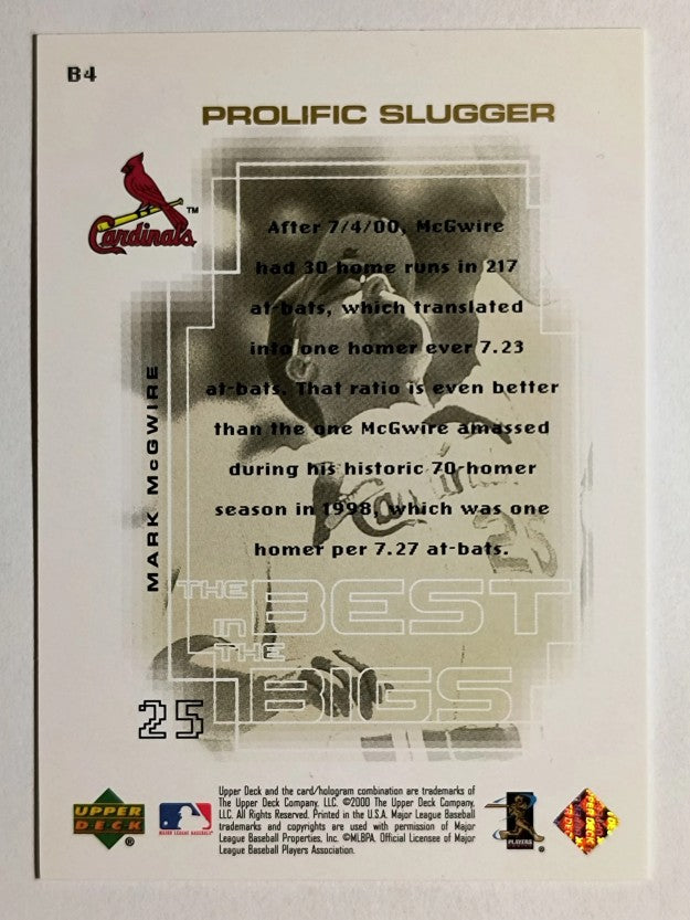 2000 Upper Deck Pros and Prospects Best in the Bigs #B4 Mark McGwire