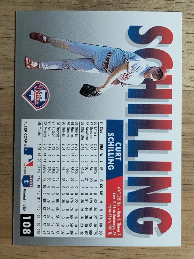 1993 Fleer #108 Curt Schilling