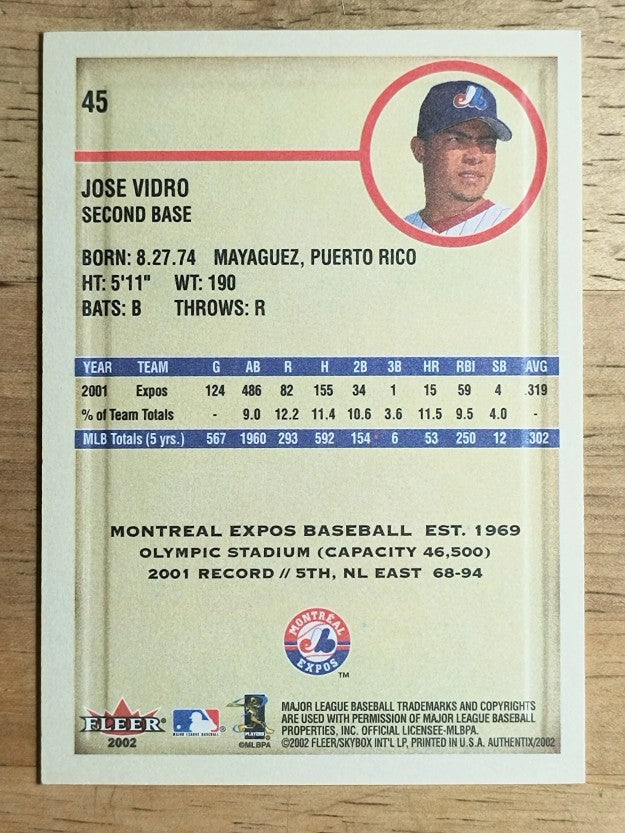 2002 Fleer Authentix #45 Jose Vidro