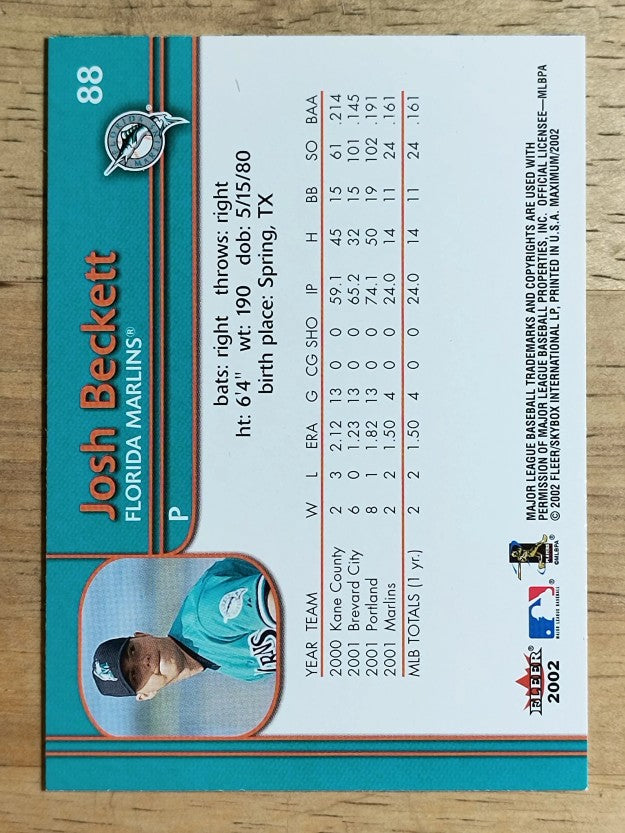 2002 Fleer Maximum #88 Josh Beckett