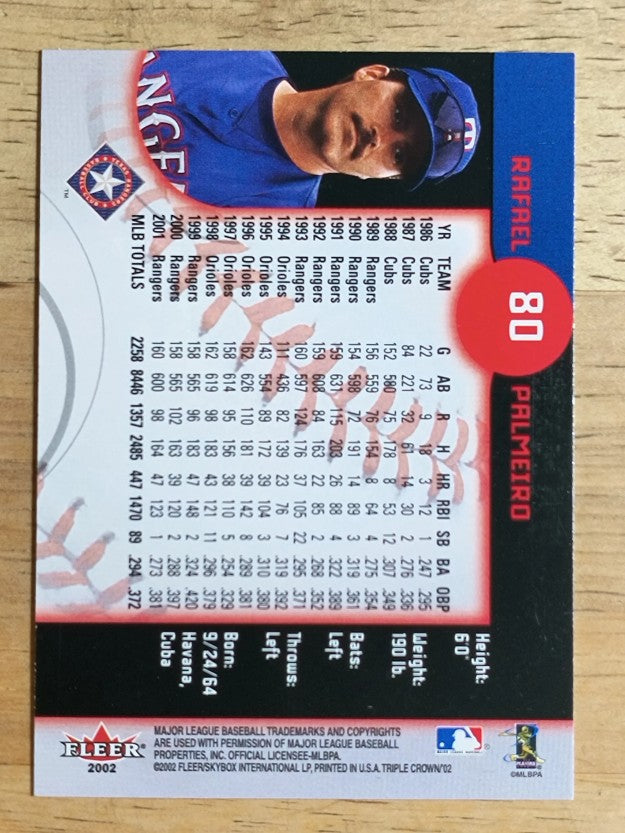 2002 Fleer Triple Crown #80 Rafael Palmeiro