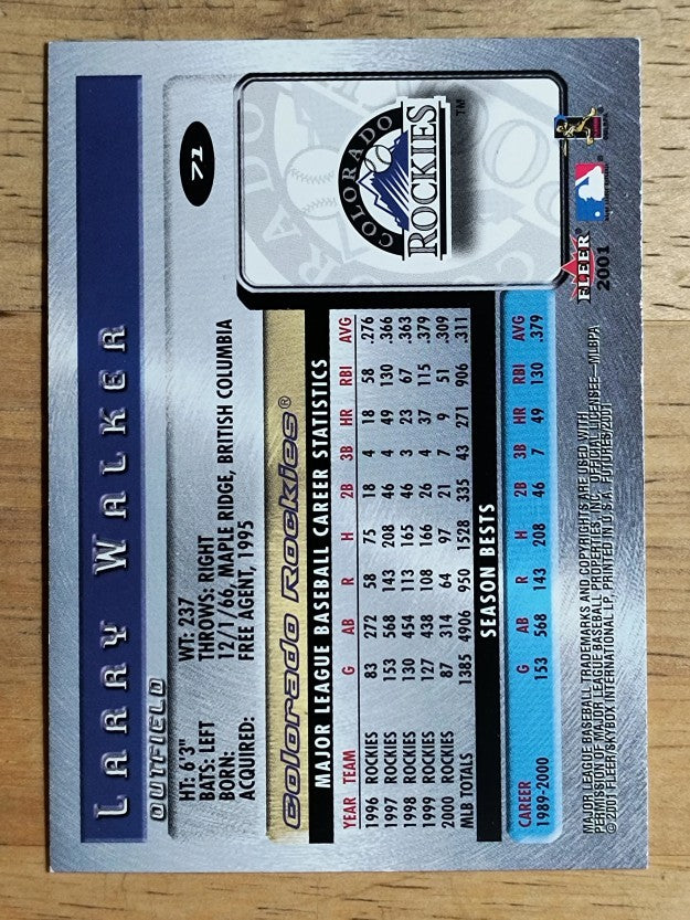 2001 Fleer Futures #71 Larry Walker