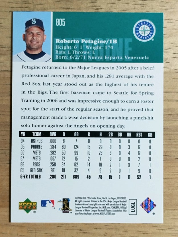 2006 Upper Deck #805 Roberto Petagine