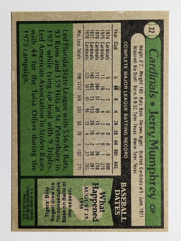 1979 Topps #32 Jerry Mumphrey (EX)