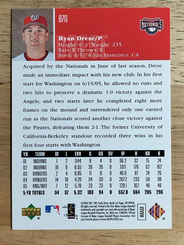2006 Upper Deck #870 Ryan Drese
