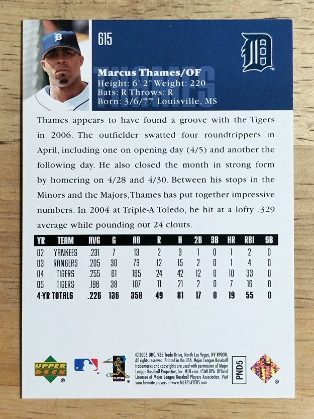 2006 Upper Deck #615 Marcus Thames