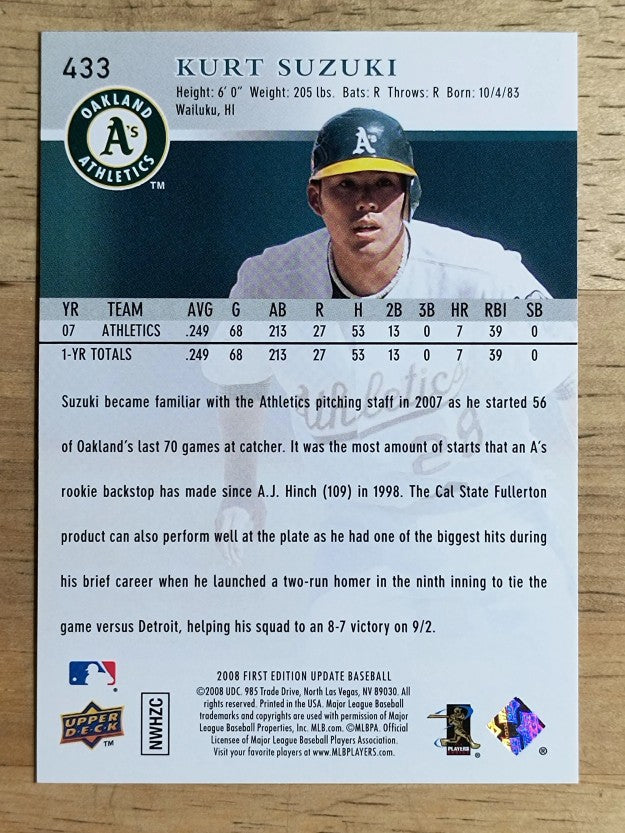 2008 Upper Deck First Edition #433 Kurt Suzuki