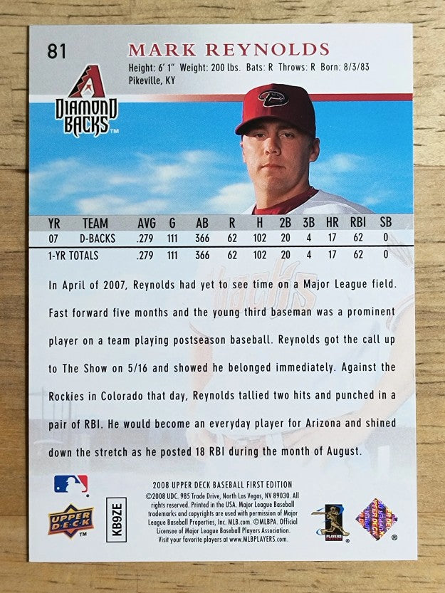 2008 Upper Deck First Edition Glossy #81 Mark Reynolds