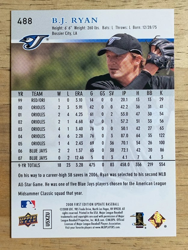 2008 Upper Deck First Edition #488 B.J. Ryan
