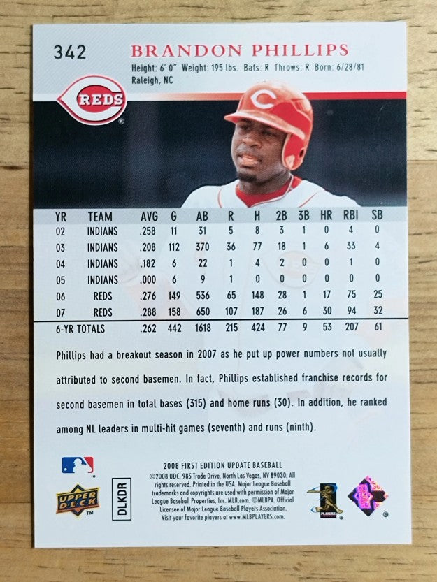 2008 Upper Deck First Edition #342 Brandon Phillips