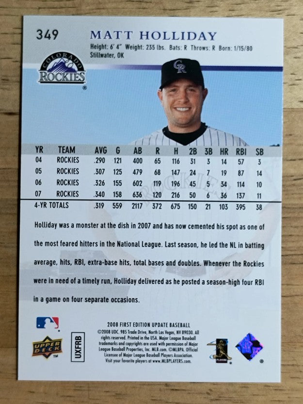 2008 Upper Deck First Edition #349 Matt Holliday